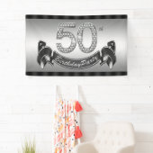 Zilveren 50ste verjaardagsfeest spandoek (Insitu)
