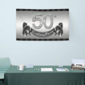 Zilveren 50ste verjaardagsfeest spandoek (Beurs)