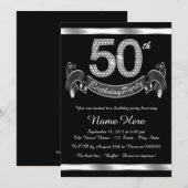Zilveren 50ste verjaardagsfeestje kaart (Voorkant / Achterkant)