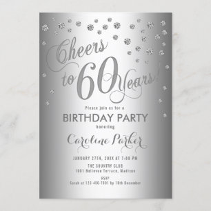 Zilveren 60e verjaardagsfeest kaart