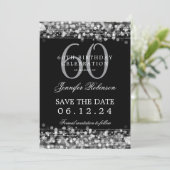 Zilveren 60e verjaardagsfeest Save the Date Kaart (Staand voorkant)
