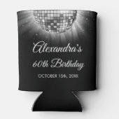 Zilveren 60e Verjaardagsfeestje 70's Disco Ball Blikjeskoeler (Achterkant)