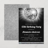 Zilveren 60e Verjaardagsfeestje 70's Disco Ball Kaart (Voorkant / Achterkant)