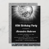 Zilveren 60e Verjaardagsfeestje 70's Disco Ball Kaart (Voorkant / Achterkant)