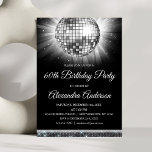 Zilveren 60e Verjaardagsfeestje 70's Disco Ball Kaart<br><div class="desc">Zilver Zestigste Verjaardagsfeest 70's Disco Ball Party uitnodiging. De Silver en Black 60th Birthday Party uitnodiging is perfect voor een modern 60th Birthday Party.</div>