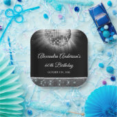 Zilveren 60e Verjaardagsfeestje 70's Disco Ball Papieren Bordje (Feest)