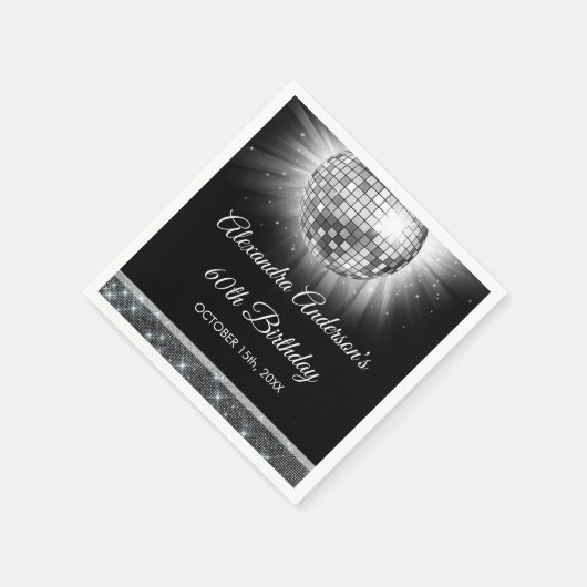 Zilveren 60e Verjaardagsfeestje 70's Disco Ball Servet (Hoek)