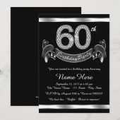 Zilveren 60e verjaardagsfeestje kaart (Voorkant / Achterkant)