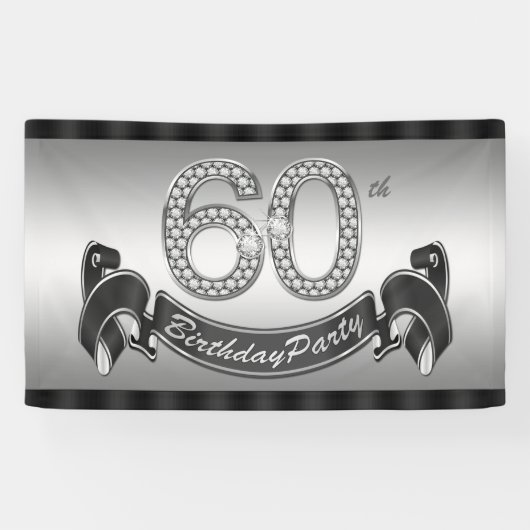 Zilveren 60e verjaardagsfeestje spandoek (Horizontaal)
