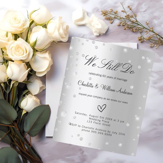 Zilveren 60ste huwelijksverjaardag uitnodiging