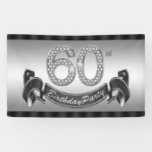 Zilveren 60ste verjaardagsfeestje spandoek (Horizontaal)