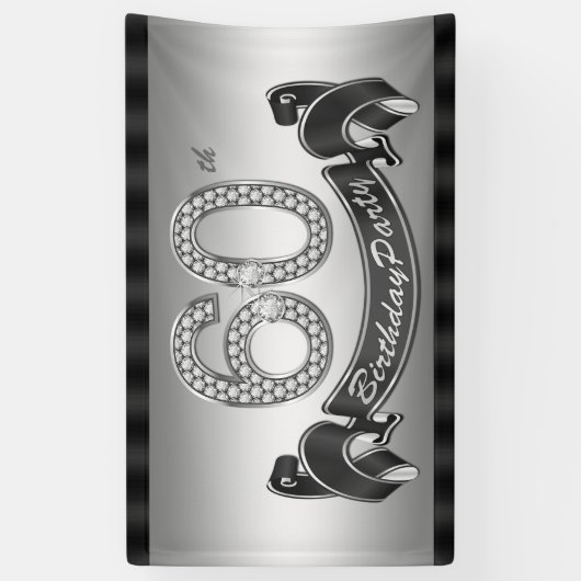 Zilveren 60ste verjaardagsfeestje spandoek (Verticaal)