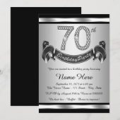 Zilveren 70e verjaardagsfeestje kaart (Voorkant / Achterkant)