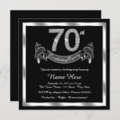 Zilveren 70e verjaardagsfeestje kaart (Voorkant / Achterkant)