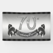 Zilveren 70e verjaardagsfeestje spandoek (Horizontaal)