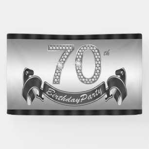 Zilveren 70e verjaardagsfeestje spandoek