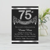 Zilveren 75e verjaardagsfeest kaart (Staand voorkant)