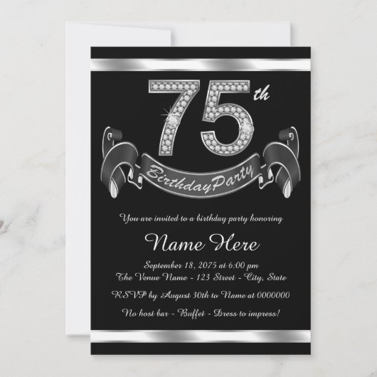 Zilveren 75ste verjaardag kaart (Voorkant)