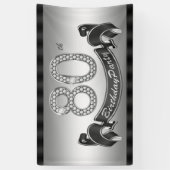 Zilveren 80ste verjaardagsfeestje spandoek (Verticaal)