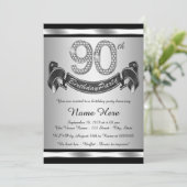 Zilveren 90ste verjaardagsfeest kaart (Staand voorkant)