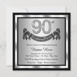 Zilveren 90ste verjaardagsfeest kaart