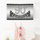Zilveren 90ste verjaardagsfeest spandoek (Insitu)