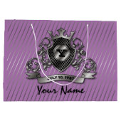 Zilveren aangepaste elegante monogram ontwerp groot cadeauzakje (Achterkant)