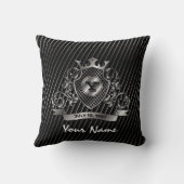 Zilveren Aangepaste Elegante Monogram Ontwerp Kussen (Achterkant)