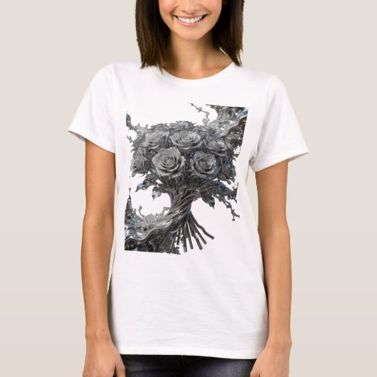 Zilveren ABSTRACT ART Statement T-shirt (Voorkant)