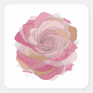 Zilveren abstract stickerontwerp met handtekening vierkante sticker