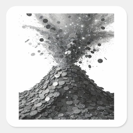 Zilveren Abstract Vierkante Sticker (Voorkant)