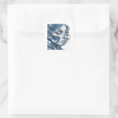 Zilveren Abstracte Decal Kunst Vierkante Sticker (Tas)