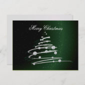 Zilveren Abstracte kerstboom op groen. Feestdagenkaart (Voorkant / Achterkant)