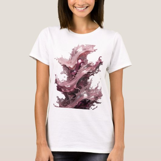 Zilveren ABSTRACTE KUNST Custom T-shirt met rand (Voorkant)