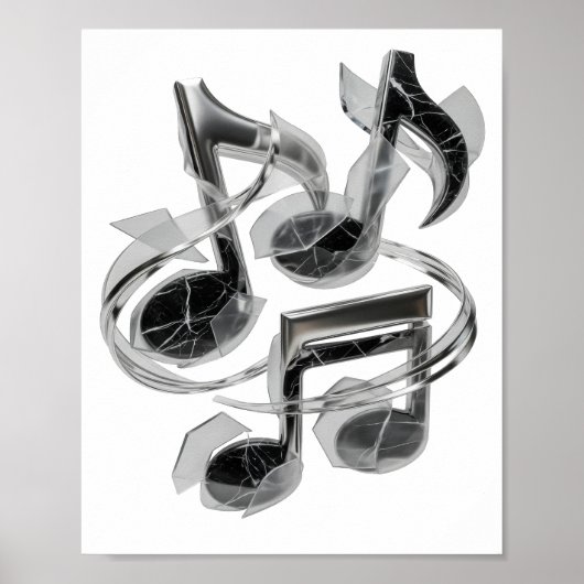 Zilveren ABSTRACTE KUNST Grafisch ontwerp Poster (Voorkant)