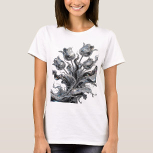 Zilveren ABSTRACTE KUNST Grafische T-shirt met Sta