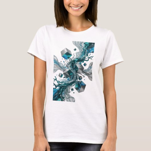 Zilveren ABSTRACTE KUNST Maatwerk T-shirt (Voorkant)