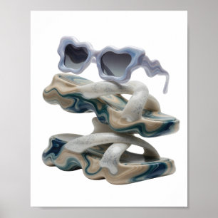 Zilveren ABSTRACTE KUNST Modeprint Poster