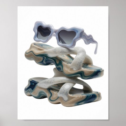 Zilveren ABSTRACTE KUNST Modeprint Poster (Voorkant)