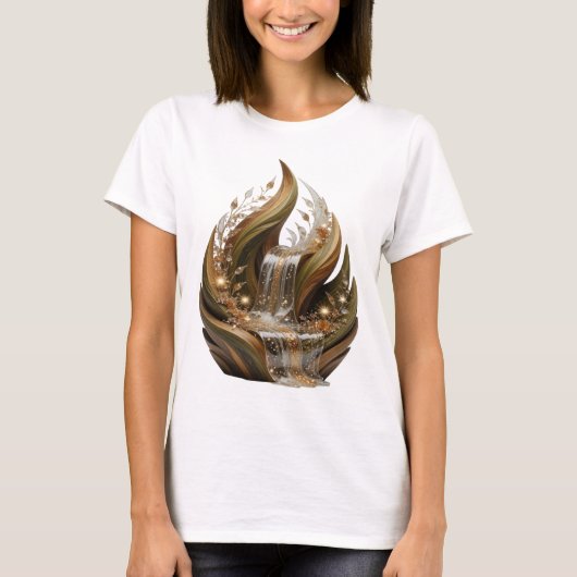 Zilveren ABSTRACTE KUNST Modeprint T-shirt (Voorkant)