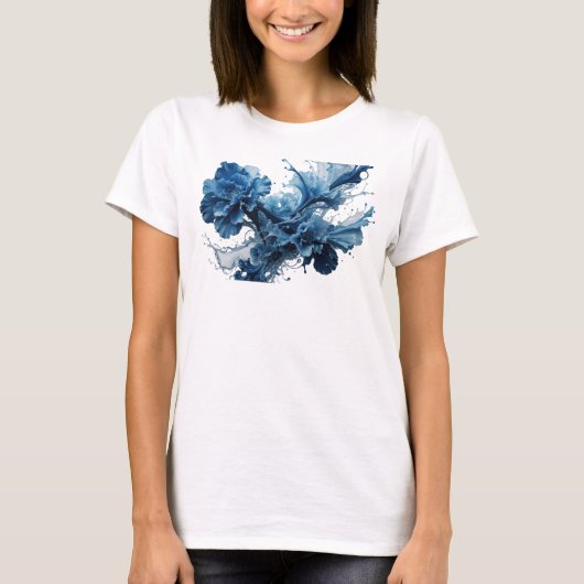 Zilveren ABSTRACTE KUNST Modeprint T-shirt (Voorkant)