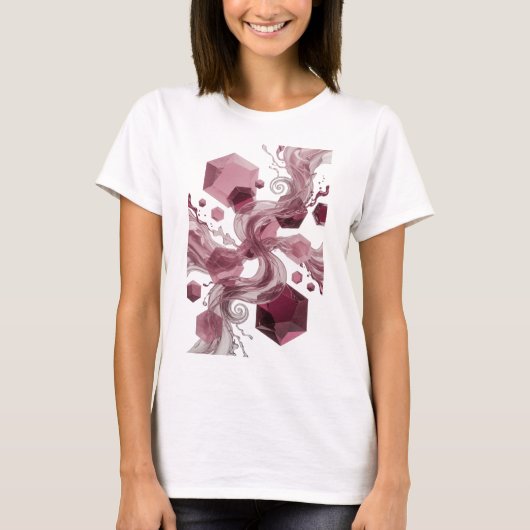 Zilveren ABSTRACTE KUNST Statement Design T-shirt (Voorkant)