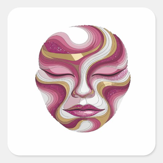 Zilveren Abstracte Kunst Vierkante Sticker (Voorkant)