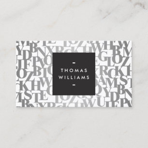 Zilveren Abstracte Lettervormen II Auteurs, Schrij Visitekaartje