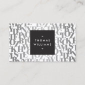 Zilveren Abstracte Lettervormen II Auteurs, Schrij Visitekaartje (Voorkant)