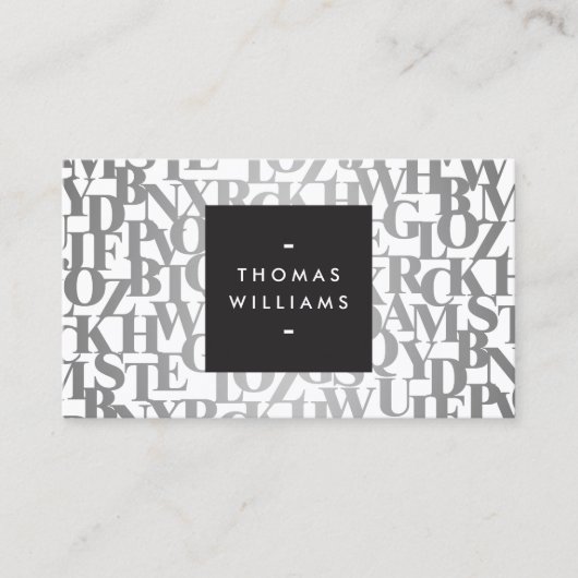 Zilveren Abstracte Lettervormen II Auteurs, Schrij Visitekaartje (Voorkant)