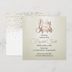 Zilveren achtergrond, confetti, babyshower kaart