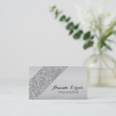 Zilveren achtergrond en glitter visitekaartje (Staand voorkant)