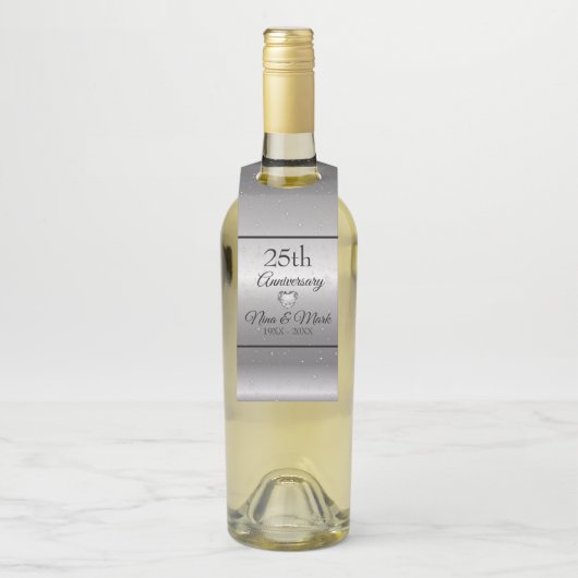 Zilveren achtergrond met vonken flessenhanger (Op fles)