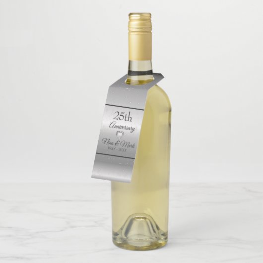 Zilveren achtergrond met vonken flessenhanger (Schuin)